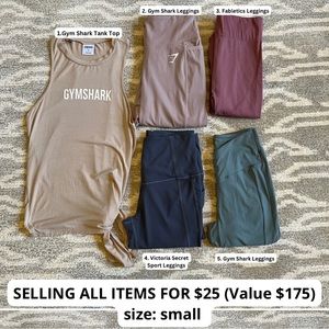 GYM SHARK, FABLETICS, VICTORIA SECRET SPORT Workout Clothes Bundle